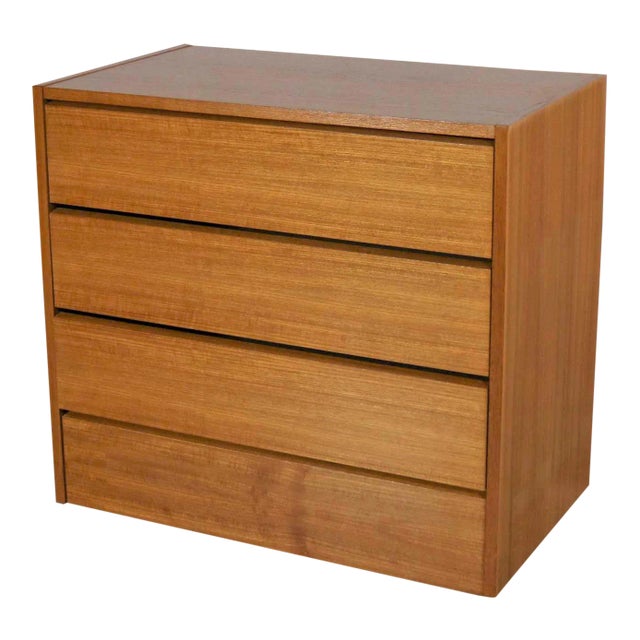 Scandinavian Modern Teak 3 Drawer Small Vintage Chest Marked Made in Denmark For Sale