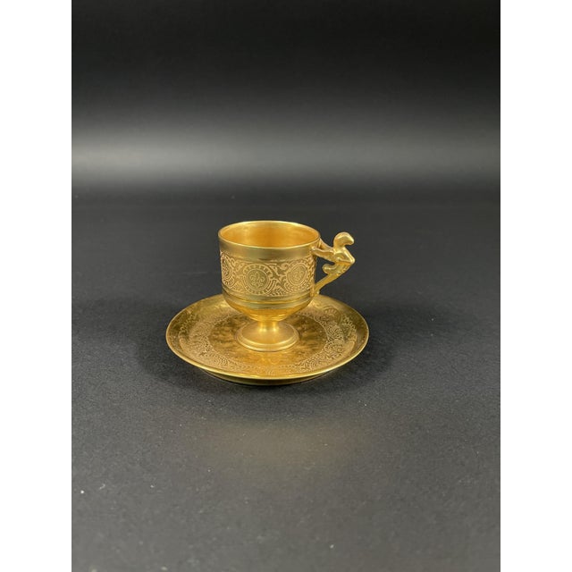 Late 19th Century Venetian Gilded Porcelain Cup and Saucer from Rigo & Co, Set of 2 For Sale - Image 5 of 11