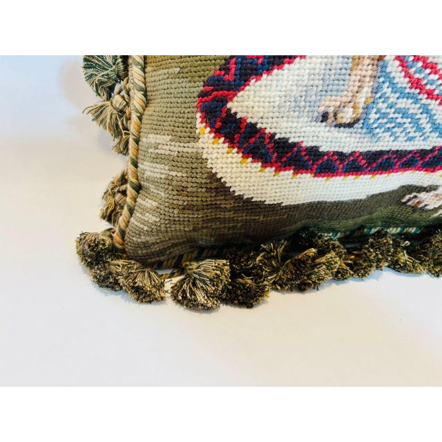 Late 20th Century Vintage Throw Decorative Needlepoint Chihuahua Dogs Design Pillow For Sale - Image 5 of 11