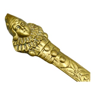 Antique English Brass Pierrot Paper Knife Letter Opener For Sale