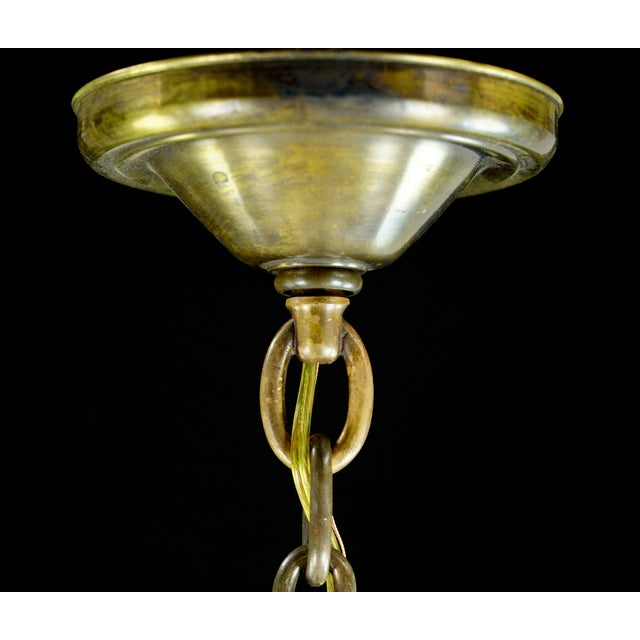 1940s Federal Bronze Clear Pebbled Glass Hanging Lantern For Sale - Image 10 of 11