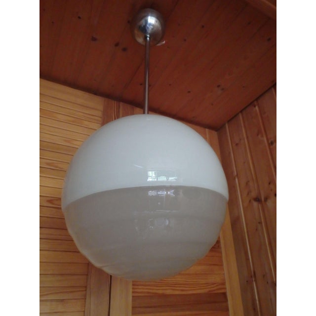 1920s Bauhaus Pendant Lamp in Glass and Aluminum Rod, 1920s For Sale - Image 5 of 6