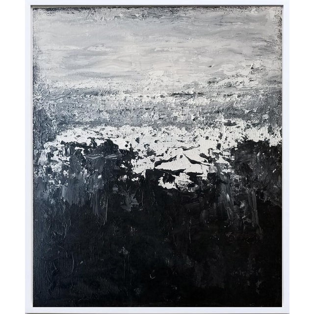 Abstract Modern Original Black White Grey Art Painting For Sale - Image 10 of 10