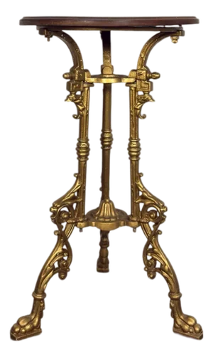 Antique French Gilt Cast Iron Guéridon Side Table With Wooden Top, Circa 1900