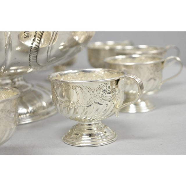 Sheffield Vintage English Sheffield Kentshire Silver Plated Punch Bowl Set with 12 Footed Cup For Sale - Image 4 of 18