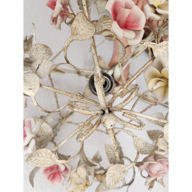 Ceramic Vintage Hand-Forged Toleware Pendant Lamp, 1950s For Sale - Image 7 of 18