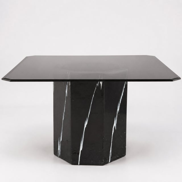 Postmodern Faux Marble Pedestal Side Table – Ceramic & Glass, 1980s, Mid-Century For Sale - Image 9 of 17