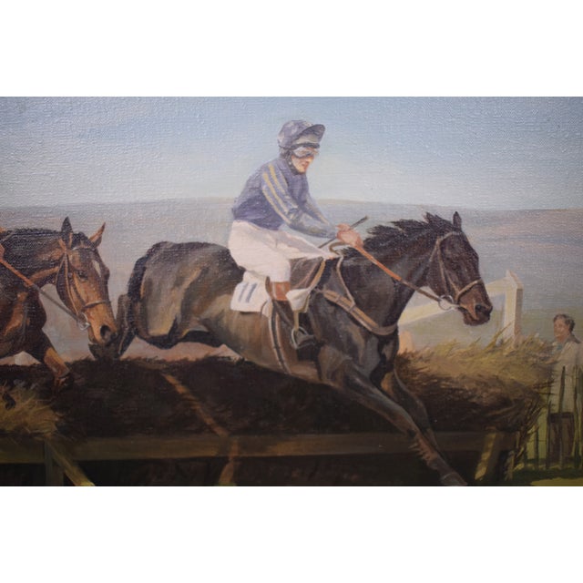 Wood Ruth Gibbons English Steeplechase Acrylic on Canvas For Sale - Image 7 of 7