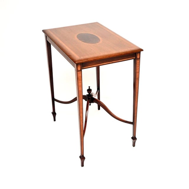 Late 19th Century Antique Edwardian Inlaid Walnut Side Table, 1890 For Sale - Image 5 of 8