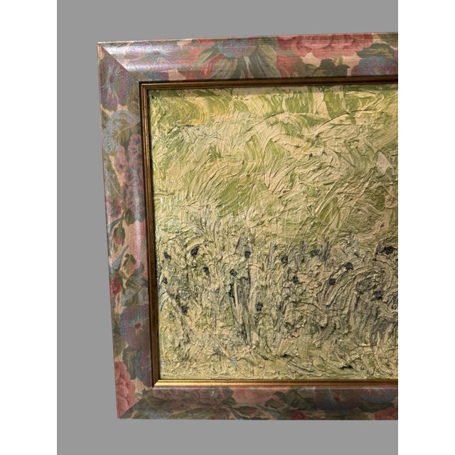 Vintage Floral Framed Abstract Impressionistic Landscape Painting Oil on Canvas titled Champignons on its backside which...