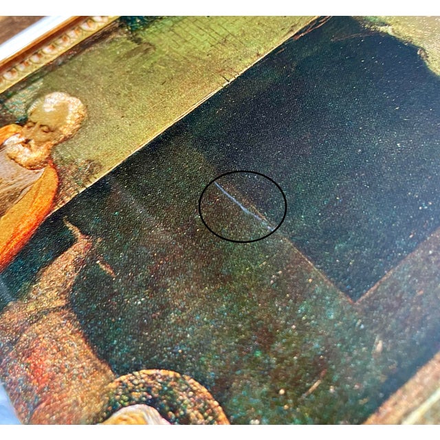 Gold The Adoration of the Shepherds Reproduction Painting Depicted on a Glossy Wood Plaque For Sale - Image 8 of 8