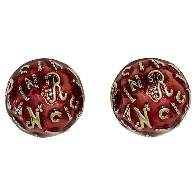 Gold French Red and Gold Tone Ear Clips by Nina Ricci, 1980s, Set of 2 For Sale - Image 8 of 8