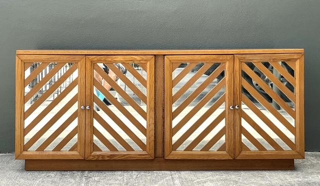 Vintage Bassett Chevron Mirrored Dresser - Back view