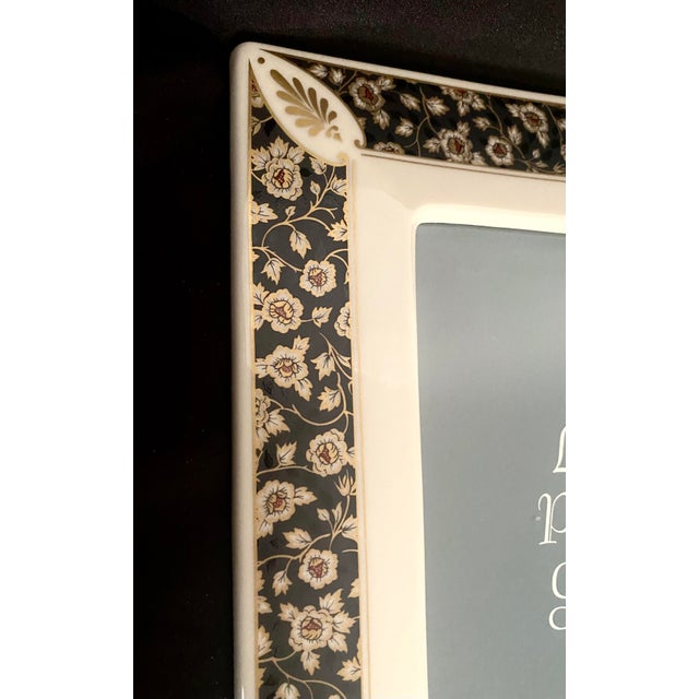 Vintage Lenox “Dynasty” 5 X 7 Portrait Gallery Fine Porcelain Picture Frame Traditional Floral & Gold Leaf Design. For Sale - Image 9 of 15