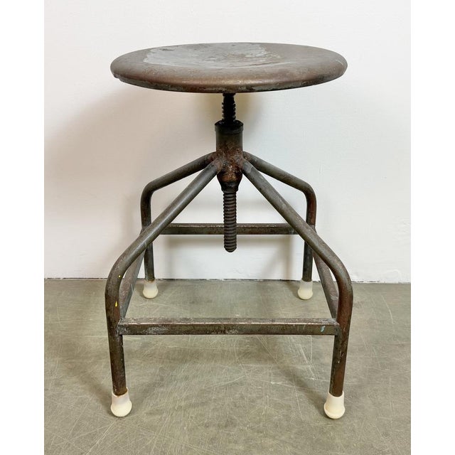 Industrial Iron Adjustable Swivel Stool, 1960s For Sale - Image 11 of 18