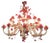 Red and Gold Murano Glass Chandelier, 1980s For Sale