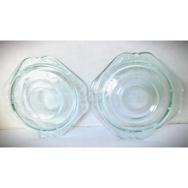 Glass Vintage Indiana Depression Glass Tea Cup and Saucer, Set of Two, Recollection, Teal Blue Madrid Pattern 70's For Sale - Image 7 of 12