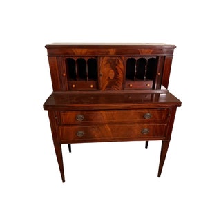 Antique American Federal Secretary Desk W Tambour Doors For Sale