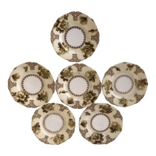 Antique Art Nouveau Silesia "Old Ivory" Pattern Bread Plates- Set of 6 For Sale