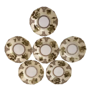 Antique Art Nouveau Silesia "Old Ivory" Pattern Bread Plates- Set of 6