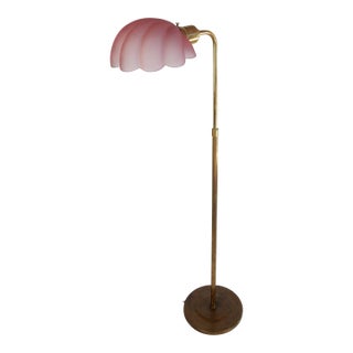 Violet Art Glass Clam Shell Floor Lamp With Brass Base, 1960s France For Sale