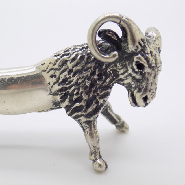 Italian Vintage Italian Handmade Genuine Sterling Silver 925 Ram / Aries Shaped Spoon Rest For Sale - Image 3 of 11