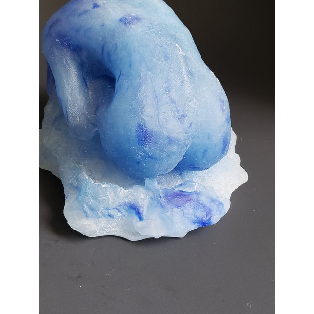 Glass Pate De Verre Glass Woman Figurine Sculpture Signed For Sale - Image 7 of 12