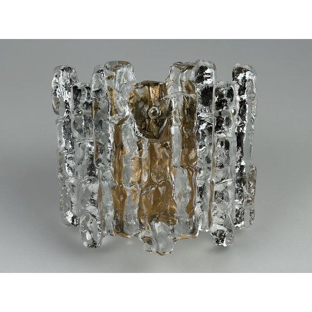 Metal Vintage Ice Glass Wall Lamp by J.T. Kalmar, 1970s For Sale - Image 7 of 18
