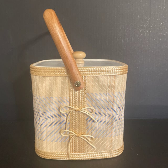 Mid 20th Century Mid 20th Century Raffia Covered Ice Bucket For Sale - Image 5 of 12
