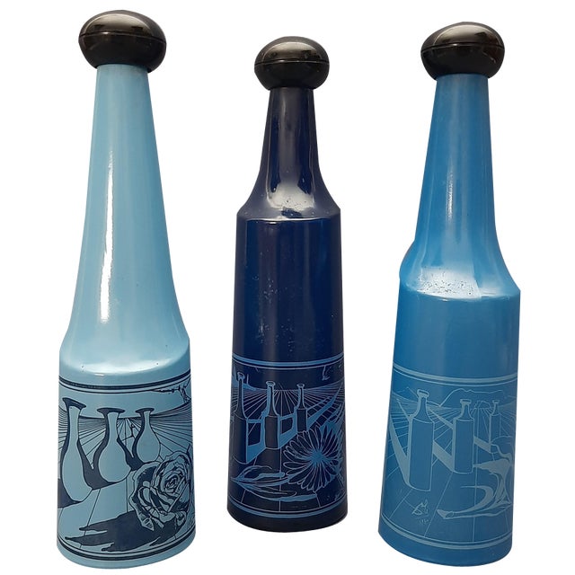 Vintage Collectible Glass Bottles by Salvador Dali, 1970s, Set of 3 For Sale