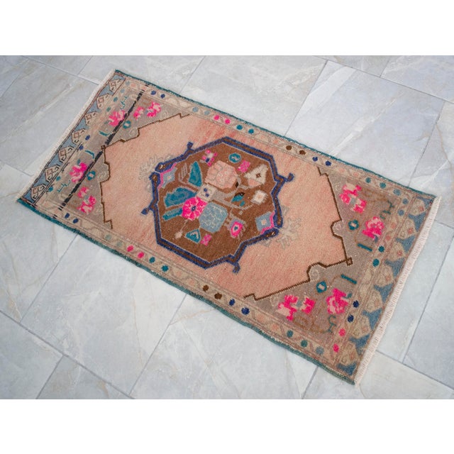 Turkish Hand Made Small Rug Doormat Enrtyway Decor - 1'10" X 3'9" For Sale - Image 10 of 13