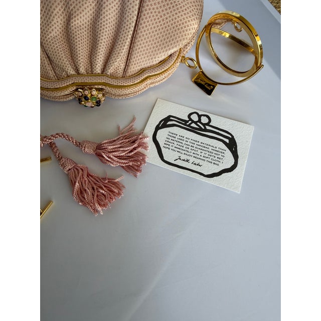 1990s Judith Leiber Karung Snakeskin Tassel Gemstone Day Evening Shoulder Handbag Vintage For Sale - Image 9 of 18