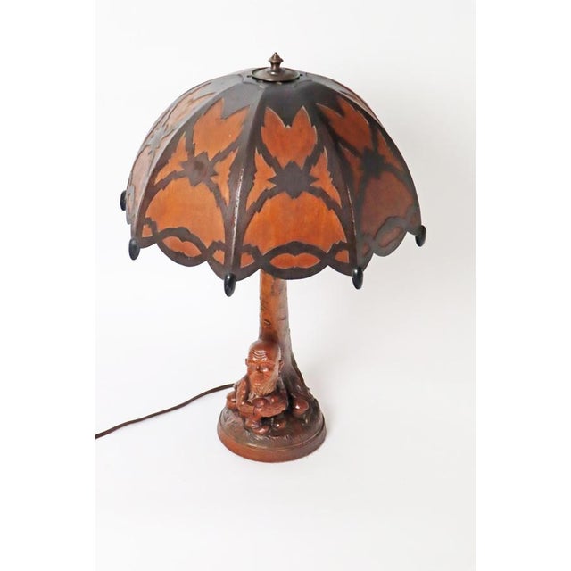 Black Forest Table Lamp with Handcrafted Dwarf and Magic Mushrooms, Germany, 1920s For Sale - Image 9 of 18