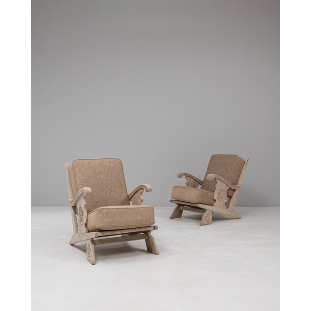 20th Century French Oak Armchairs With Upholstered Seats And Backs - A Pair For Sale - Image 16 of 18