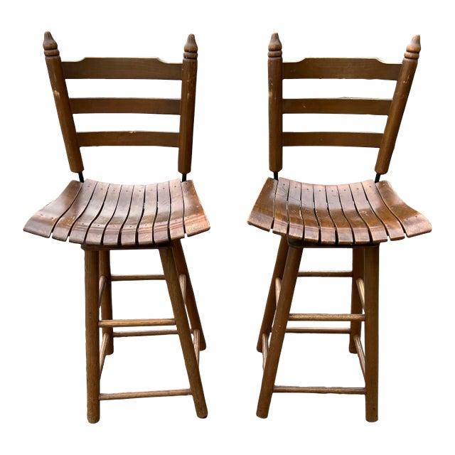 1960s Slatted Barstools - Set of 2 For Sale