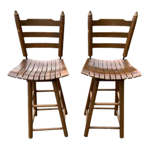 1960s Slatted Barstools - Set of 2