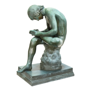 Mid 19th Century Boy With Thorn Spinario Classical Bronze Sculpture