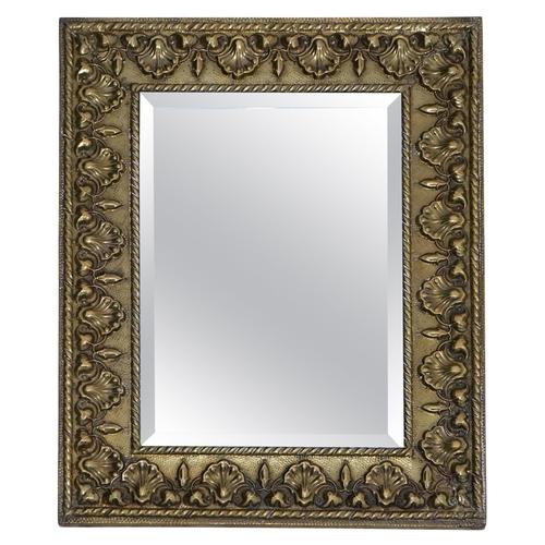 Brown Antique Neoclassical Style Brass Shells Mirror For Sale - Image 8 of 8