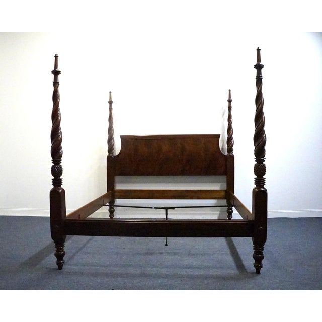 Hickory Chair Furniture Company Hickory Chair Mahogany Traditional Style King Size Twist-Turned Four Poster Bed W. Pineapple Accents For Sale - Image 4 of 8