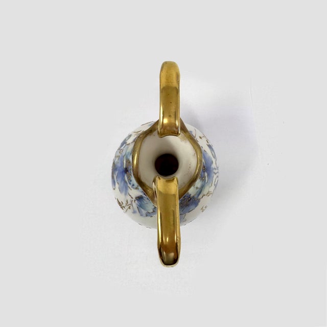 Antique RSTK Turn-Teplitz Bohemia Porcelain Vase Blue Floral Gold Moriage 9" For Sale In Houston - Image 6 of 7
