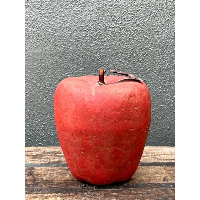 Vintage Monumental Red Painted Plaster Apple For Sale - Image 4 of 12
