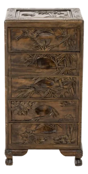 Chinese Bird & Bamboo Motif Chest of Drawers