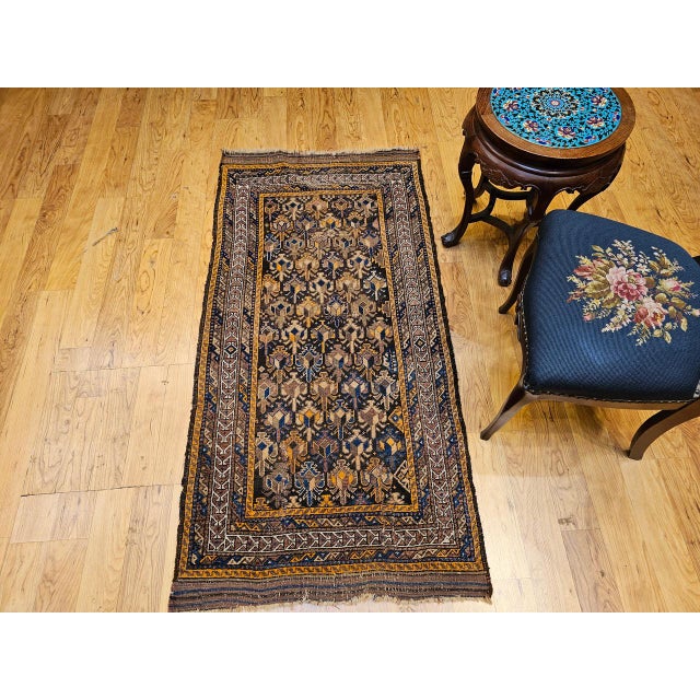 Brown Antique Baluch Tribal Area Rug, Handwoven Wool, Allover Geometric Pattern For Sale - Image 8 of 18