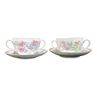 Royal Doulton Ito Smooth E2929 Songbird Soup Cream Bowl Cup & Saucer Pair For Sale