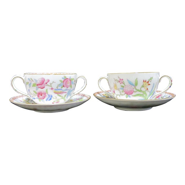 Royal Doulton Ito Smooth E2929 Songbird Soup Cream Bowl Cup & Saucer Pair For Sale