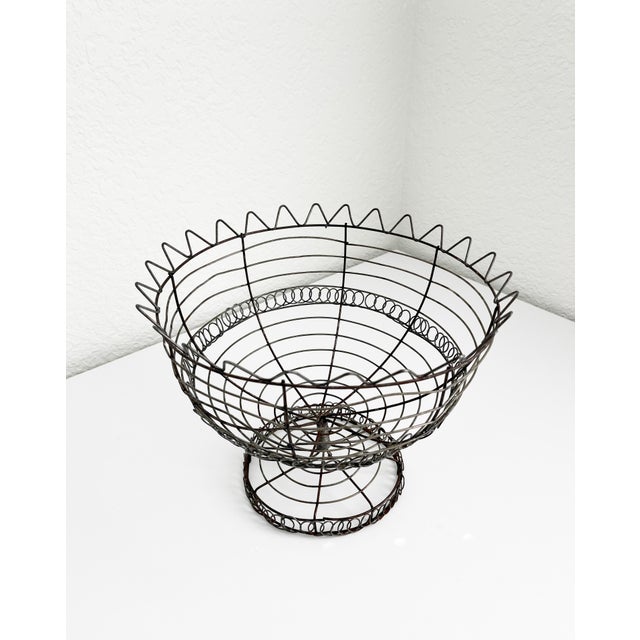 French Provincial Early-20th C. French Rustic Wire Footed Basket For Sale - Image 3 of 6