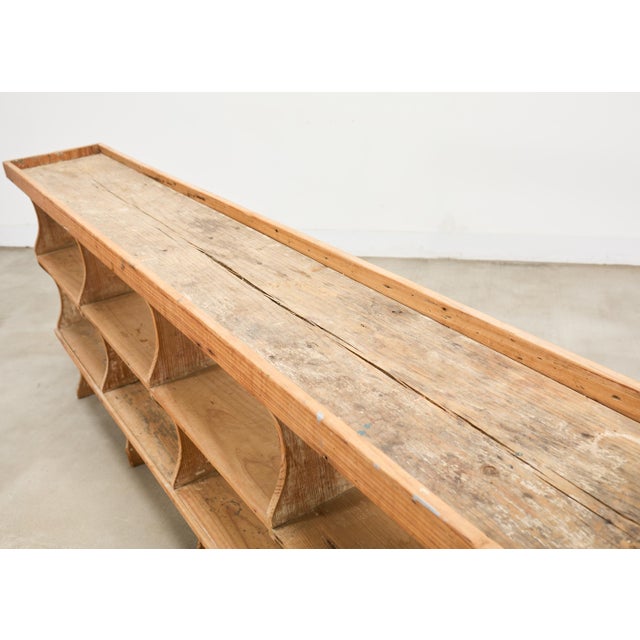 Tan 19th C. French Country Pine Farmhouse Cupboard Shelf Étagère 7 Ft For Sale - Image 8 of 15