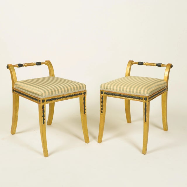 Pair of Neoclassical Giltwood and Ebonized Benches For Sale - Image 11 of 11