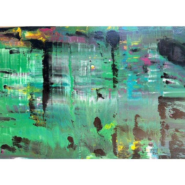 Monumental Abstract Painting in Green by Paulden – 8 Ft. High X 10 Ft. Wide For Sale In Palm Springs - Image 6 of 9