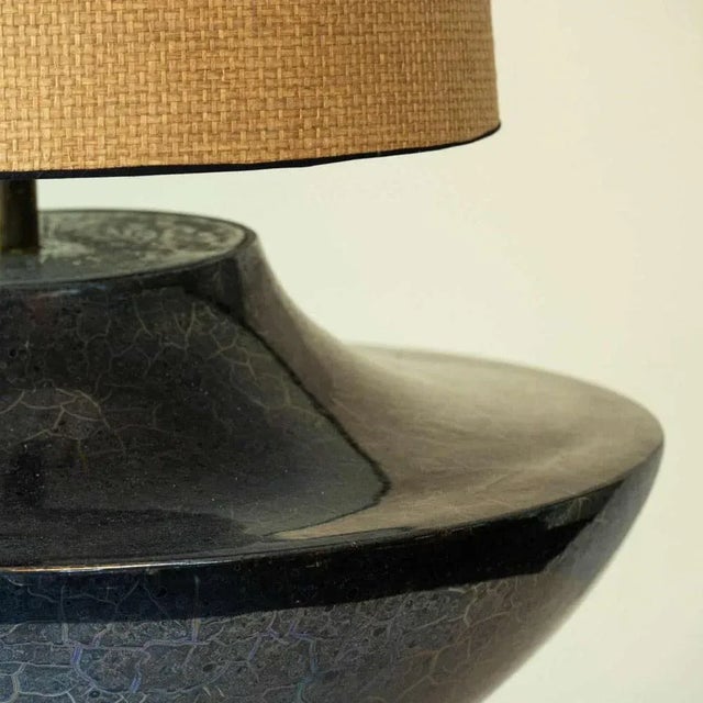 Ceramic Floor Table Lamp with Silk Lampshade attributed to R. Houben, 1970s For Sale - Image 9 of 12